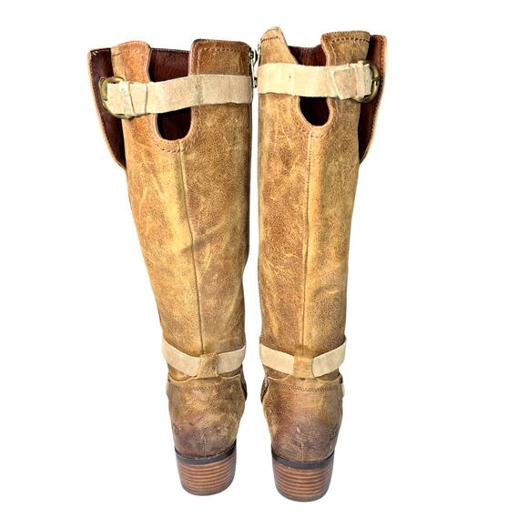 Vintage UGG Darcie Tall Riding Boots Distressed Leather Lined Suede Straps US8 - Picture 5 of 8